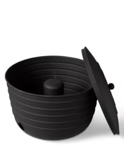 Matte Black Ribbed Hose Pot With Lid 7 Matte Black Ribbed Hose Pot With Lid -Garden Tools Shop 8611991 5868 tif