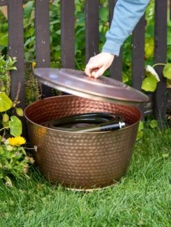 Hammered Copper Hose Pot With Lid -Garden Tools Shop 8613311 0010